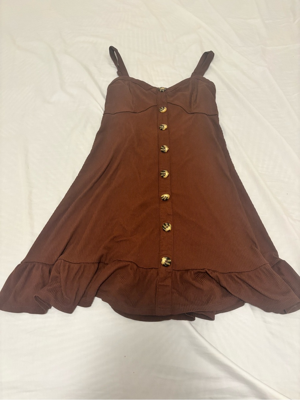 Source Unknown Brown Button-Front Mini Dress